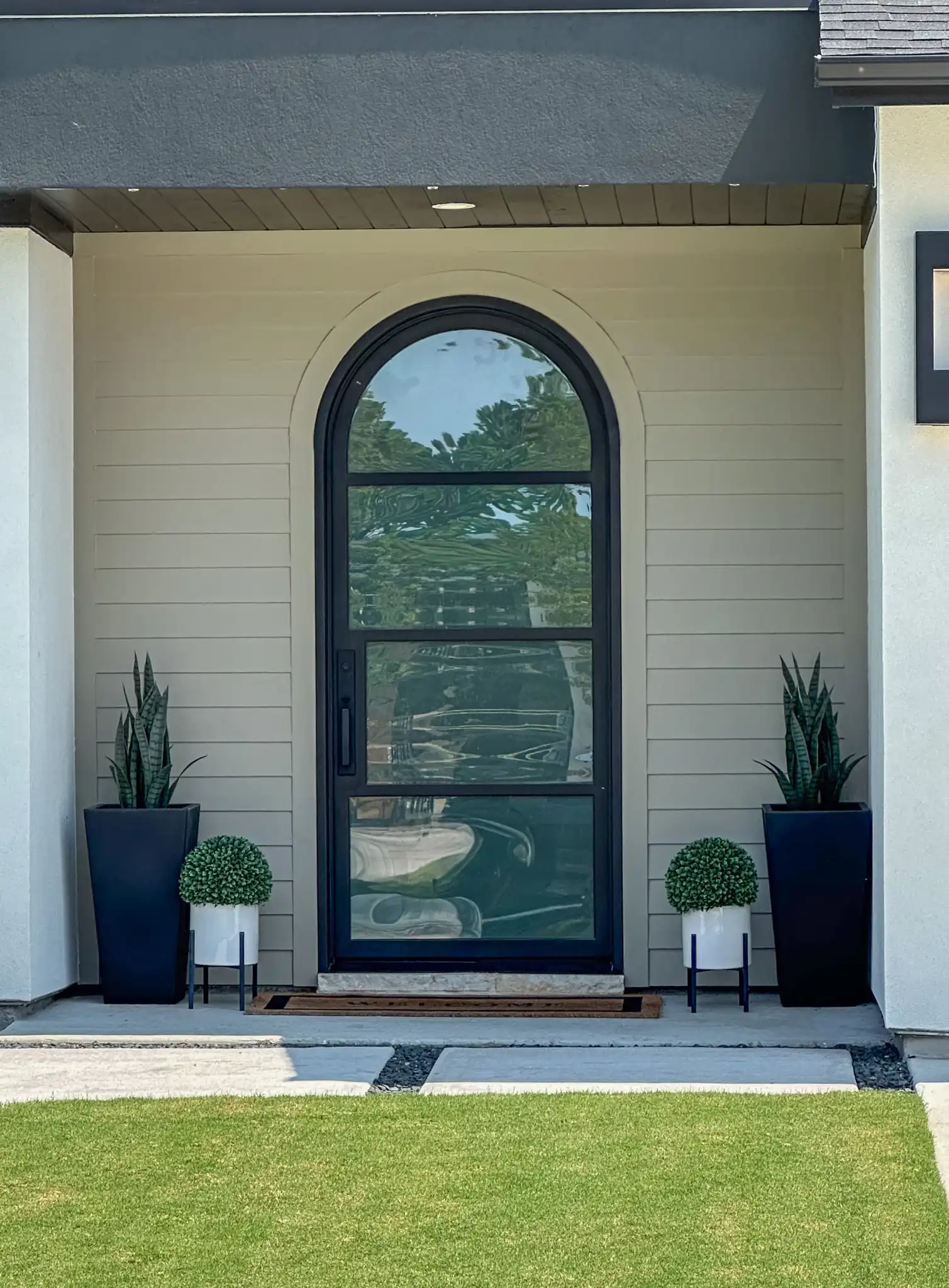 4 lite arched full radius single door by M2 Metals iron Doors DFW