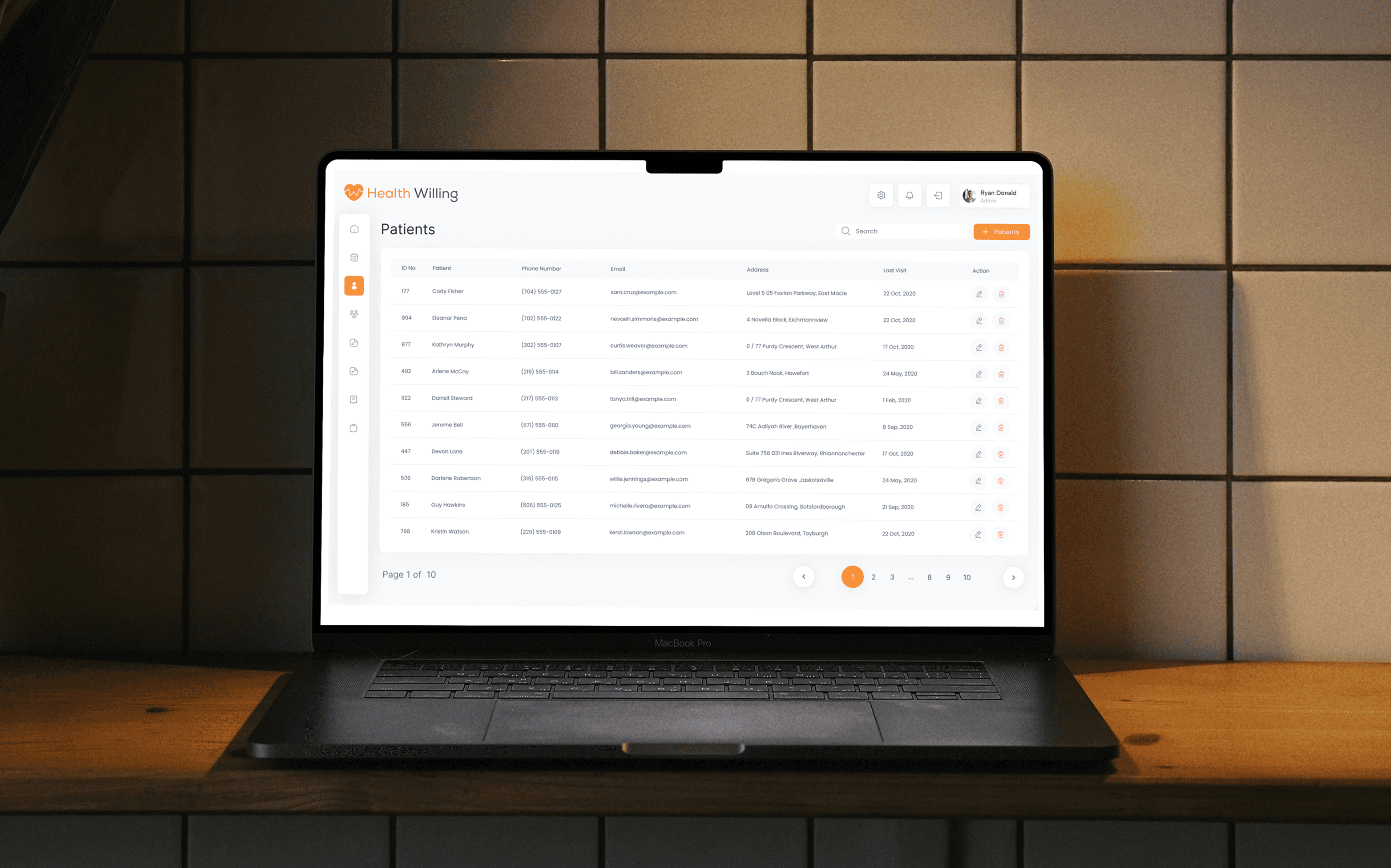 Patient Table of Health Willling CRM EMR