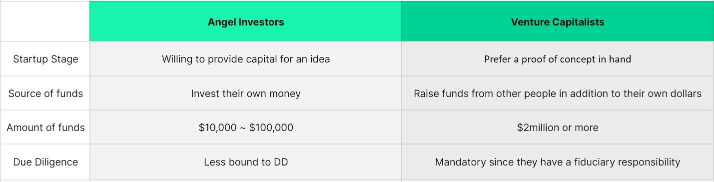 Angel Investors vs. Venture Capitalists summary