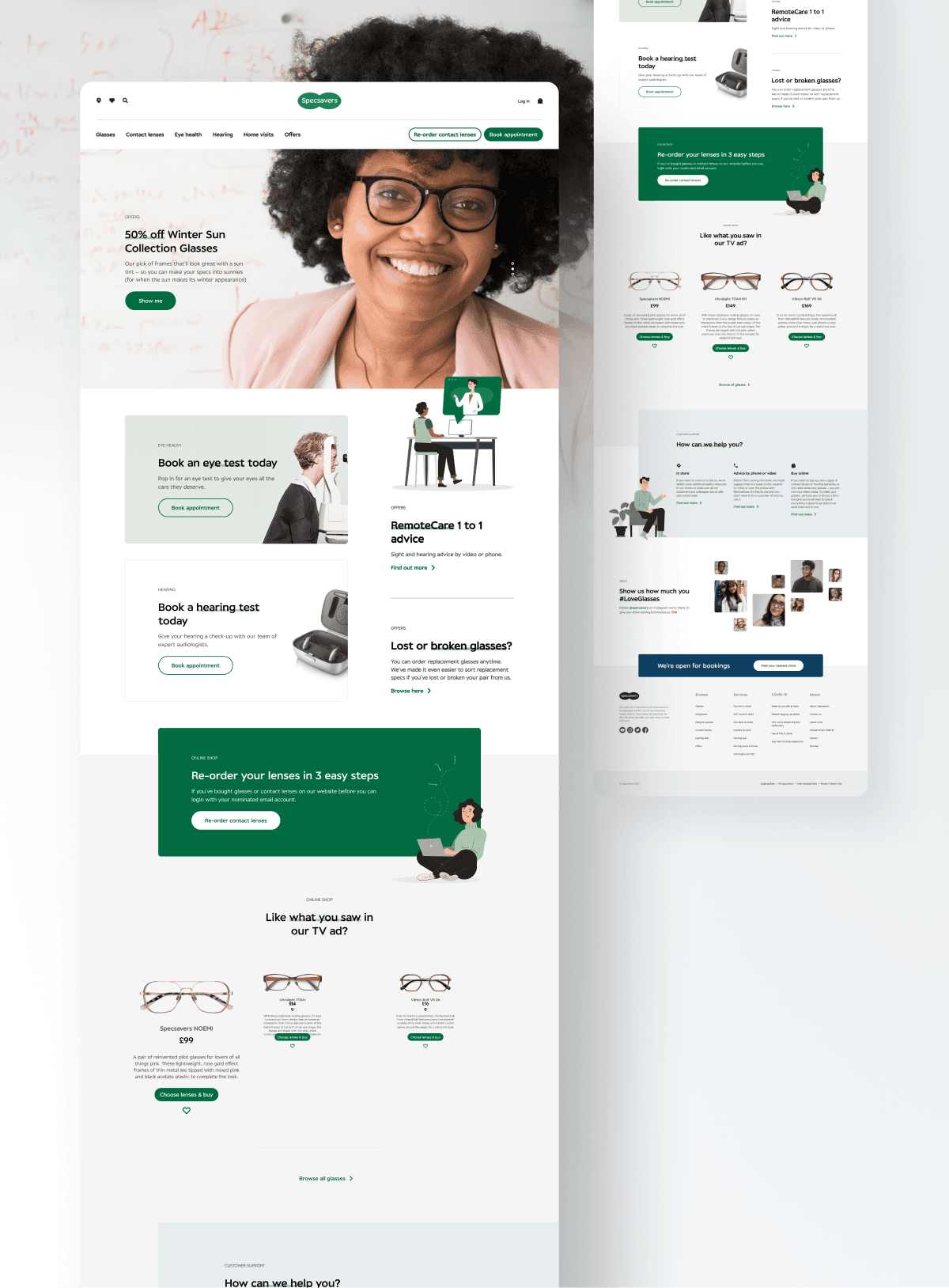 Website design for Specsavers