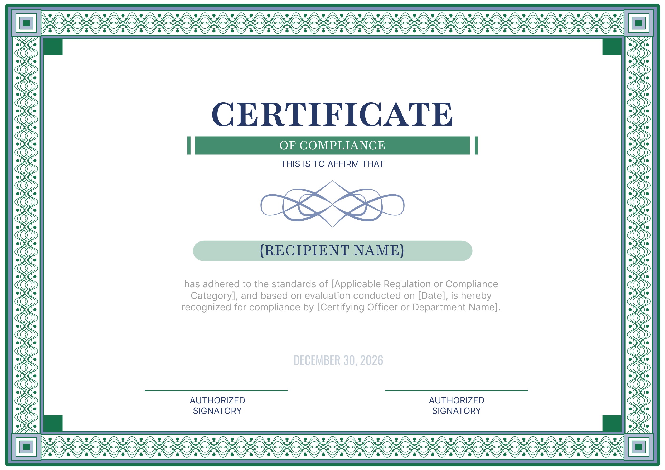 Wauld - Fresh and professional compliance certificate template