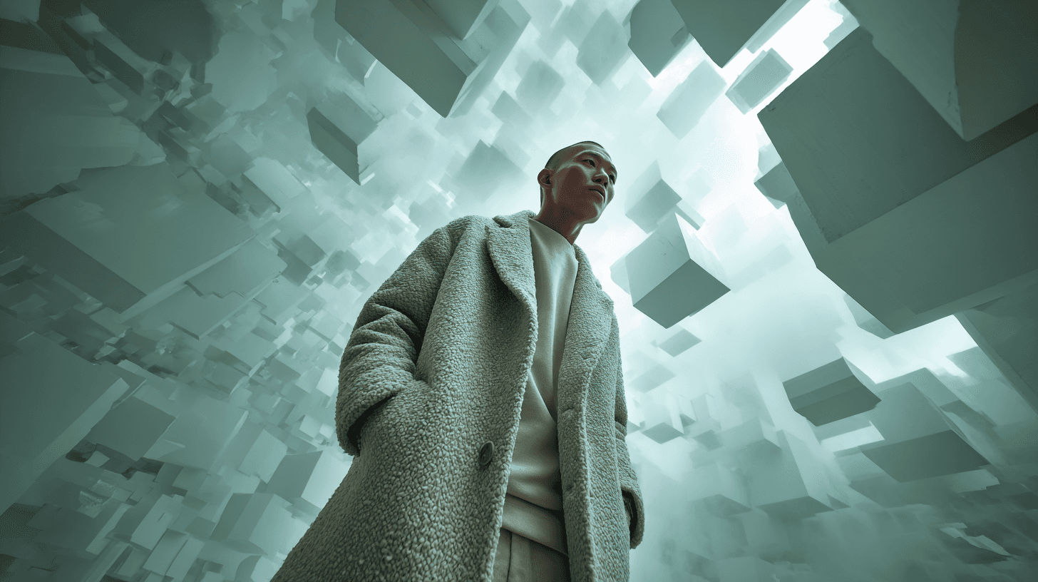 Portrait of a laughing person with curly hair wearing a white shirt