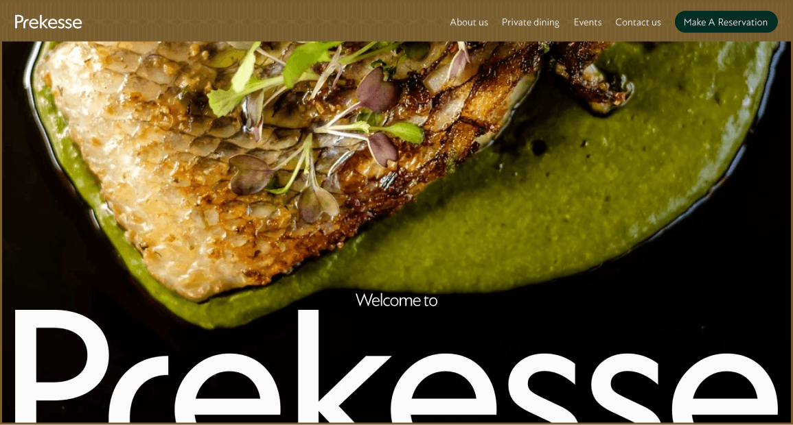 Prekesse desktop home hero section