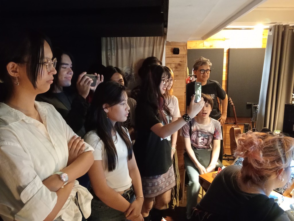 Abot Tala members visiting a recording studio.