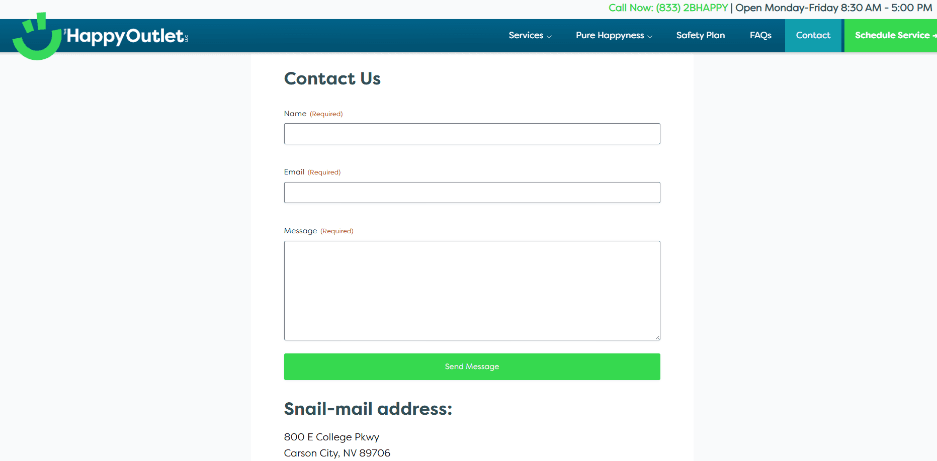 contact page of an electrician website
