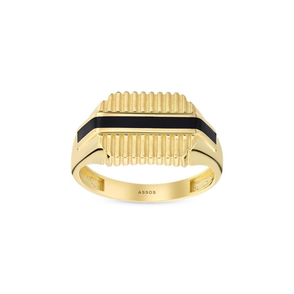 Assos 14 Ayar Altın Modern Tasarım Şık Erkek Yüzük