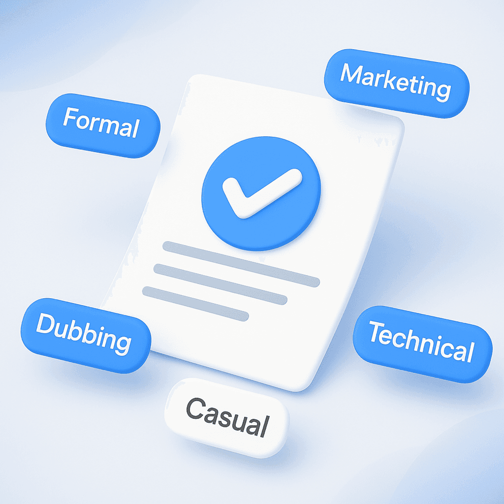 3D checkmark button symbolizing accurate and consistent translations