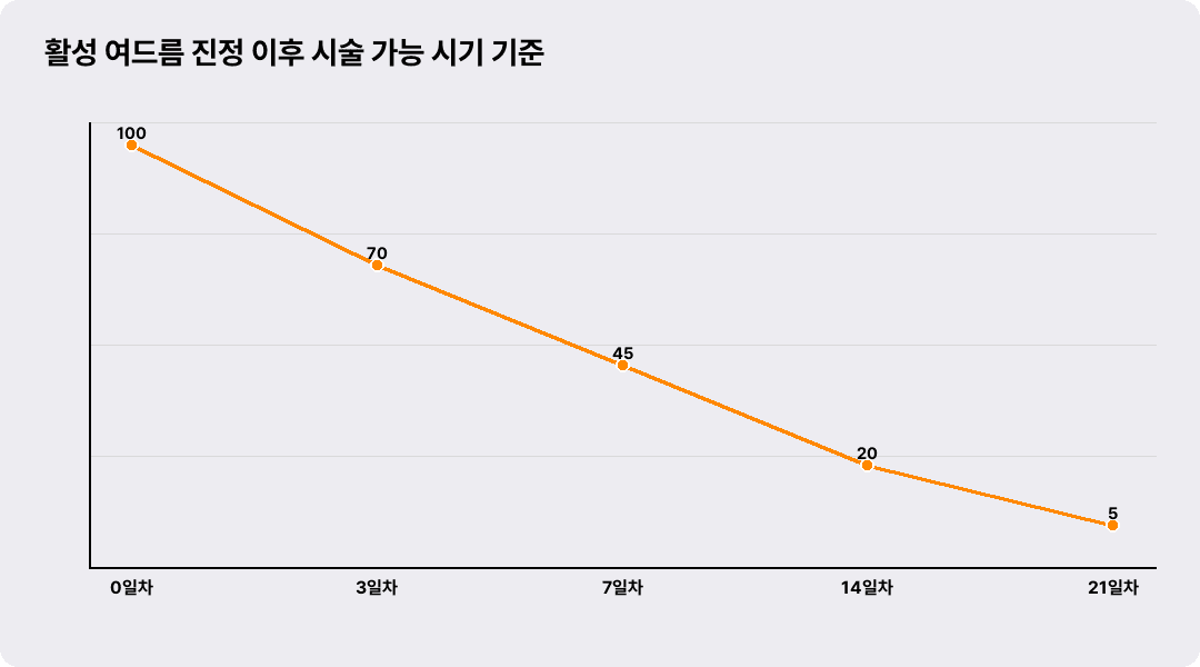 활성 여드름 진정 이후 시술 가능 시기 기준