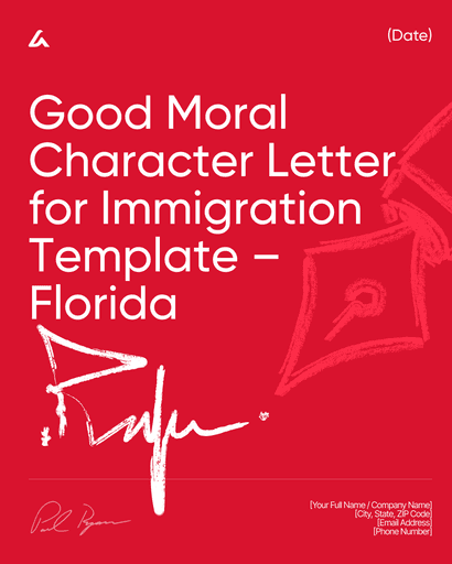 Good Moral Character Letter for Immigration Template – Florida