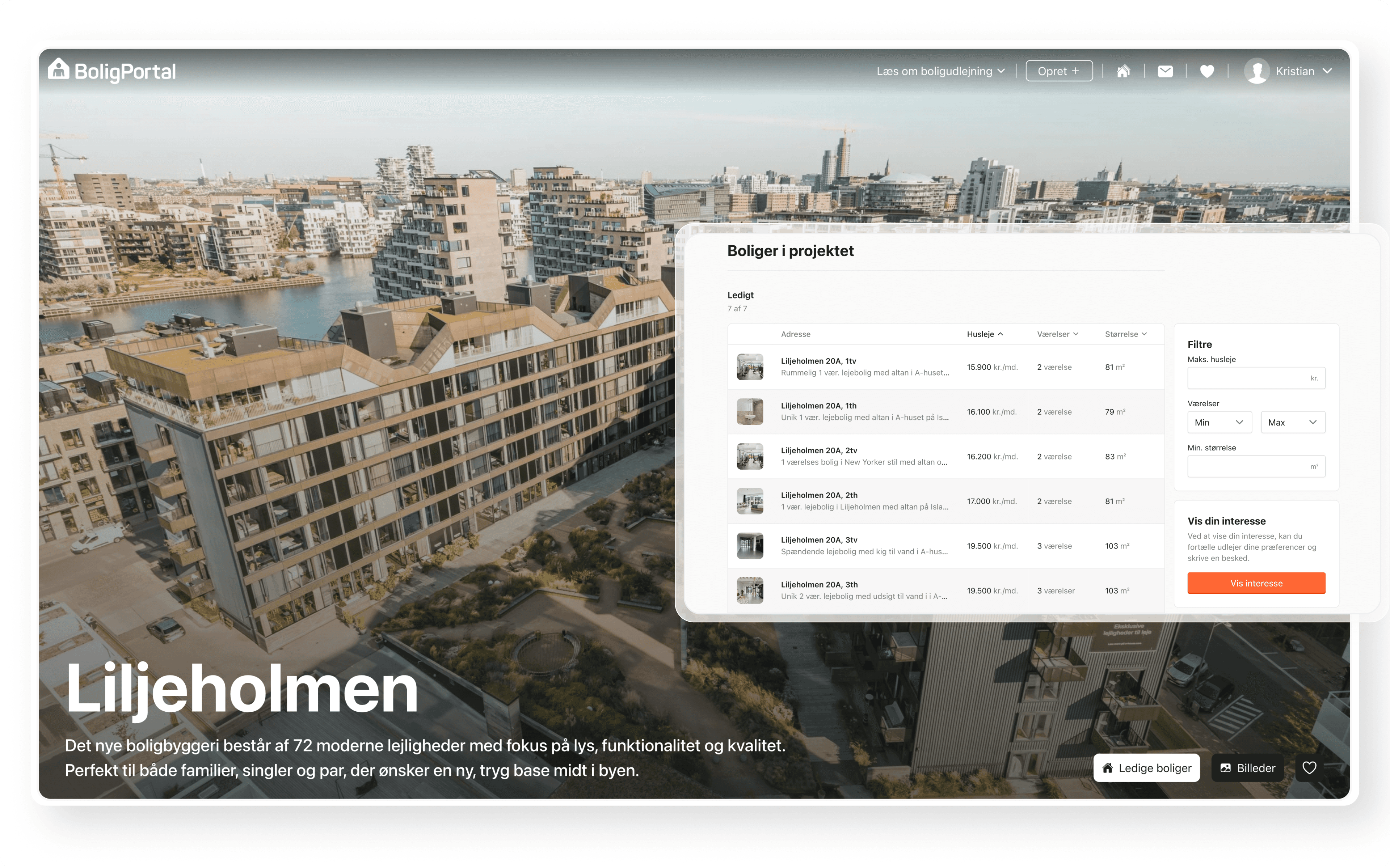 Landingsside til jeres projektudlejning