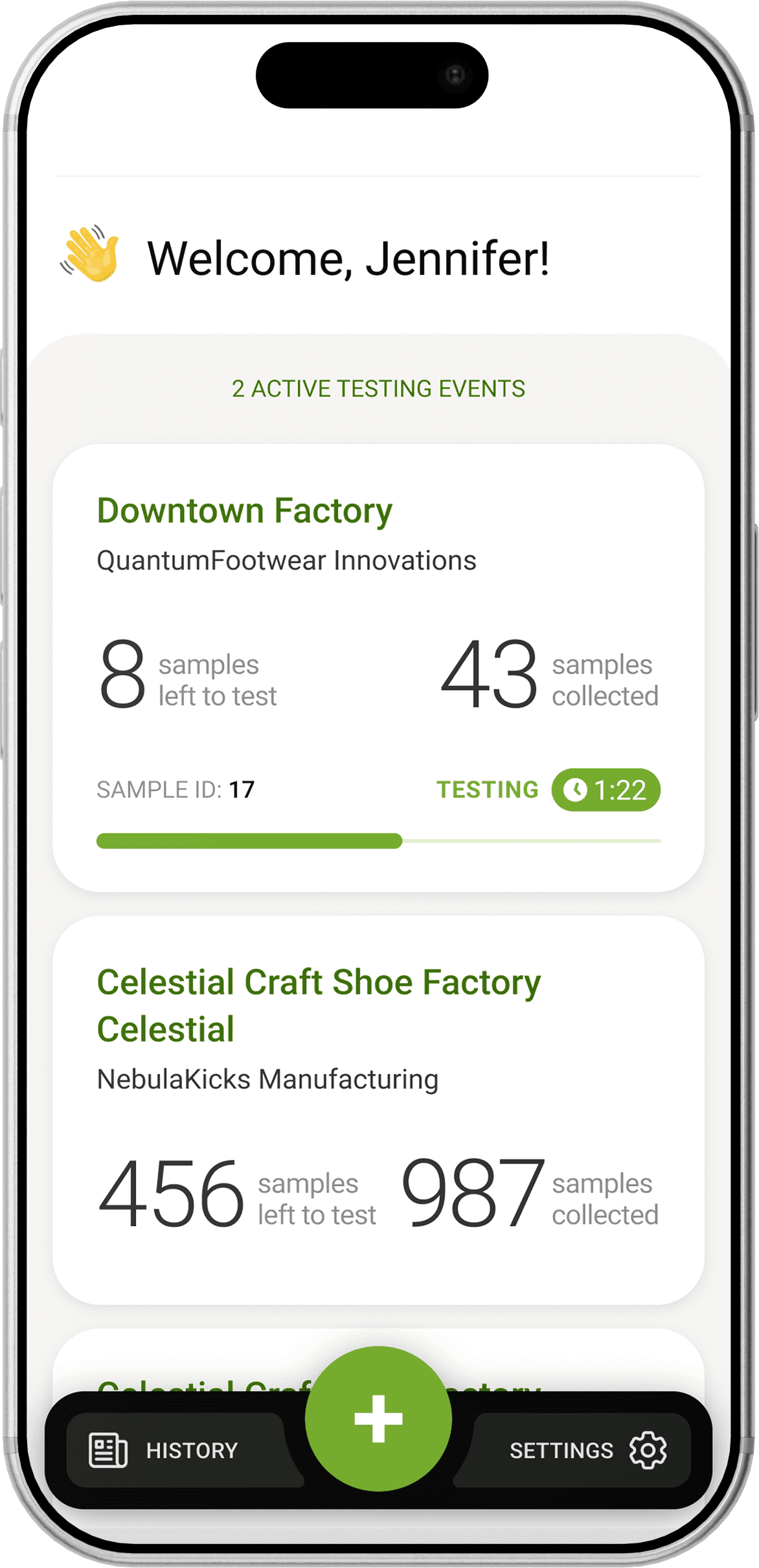 Mold Analyzer Mobile App displaying organized mold test results and reports