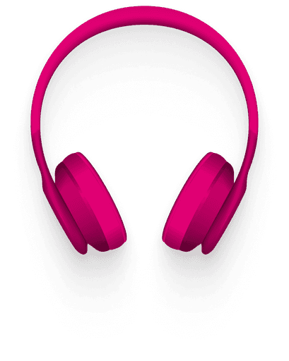 Clay style illustration of magenta headphones.