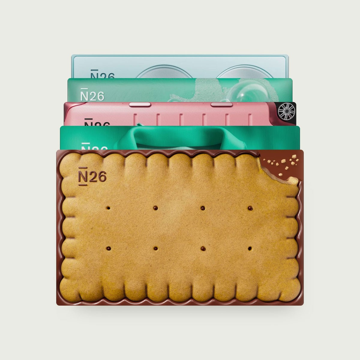 3D render of digital card innovation in motion for N26 by Este Studio

