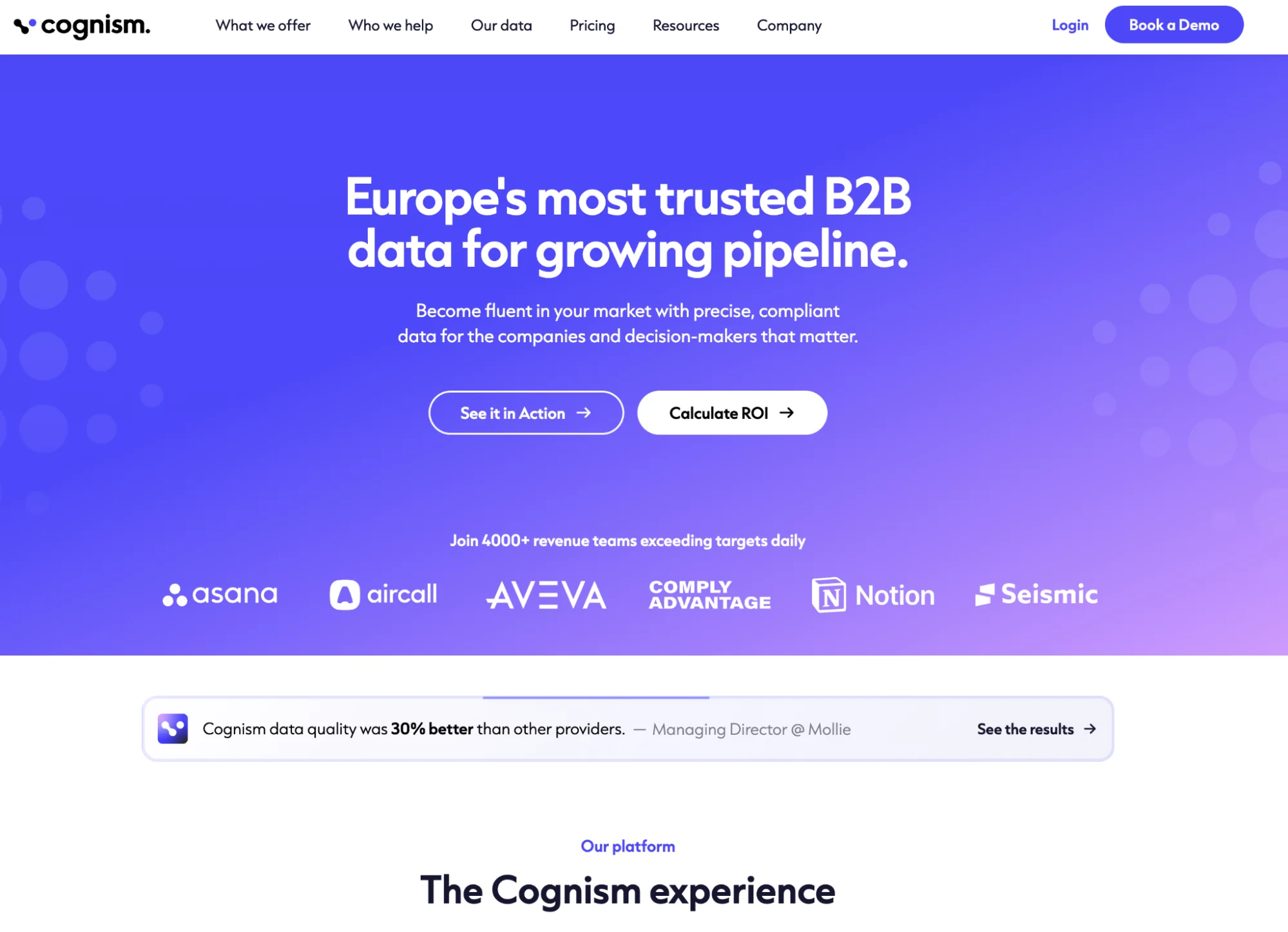 Cognism homepage: European B2B contact data and phone-verified leads
