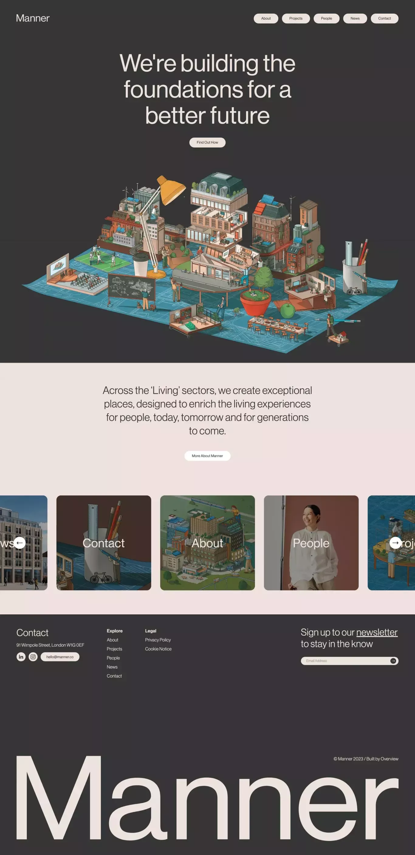Manner portfolio page screenshot showcasing Design and Architecture design