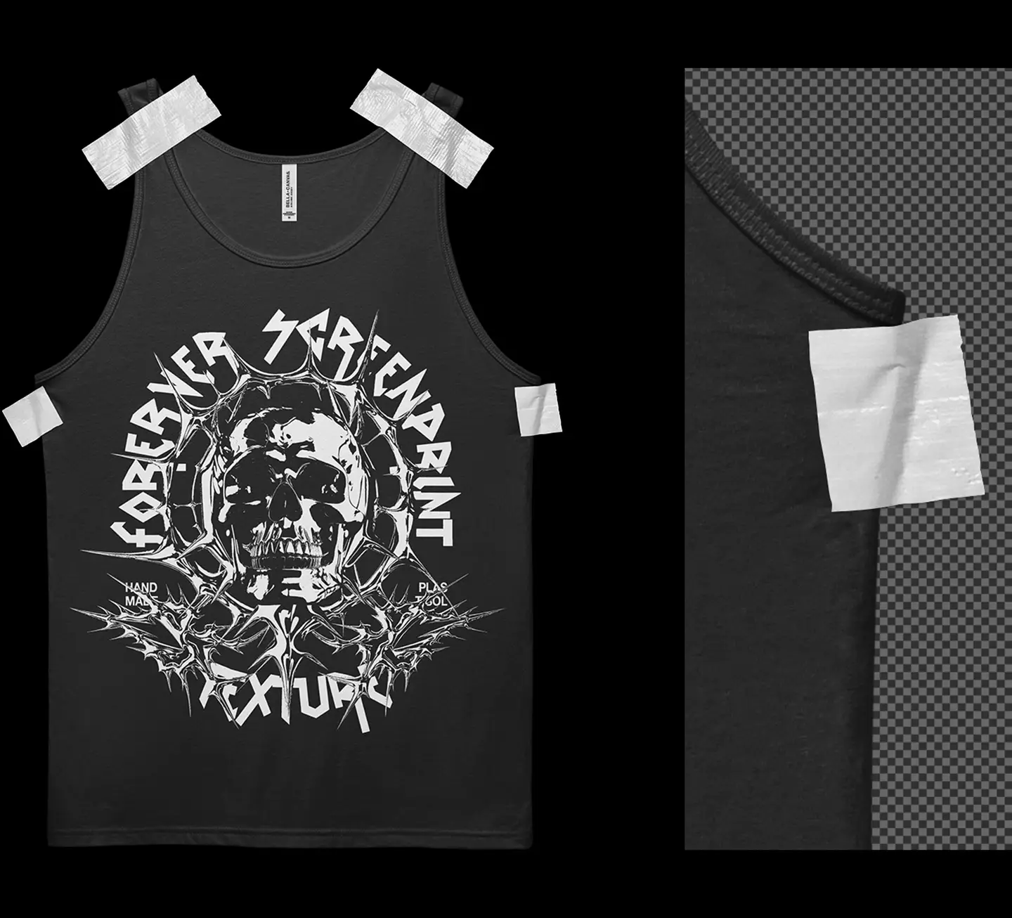 Bella+Canvas 3480 Tanktop Taped mockup fabric detail close up high resolution