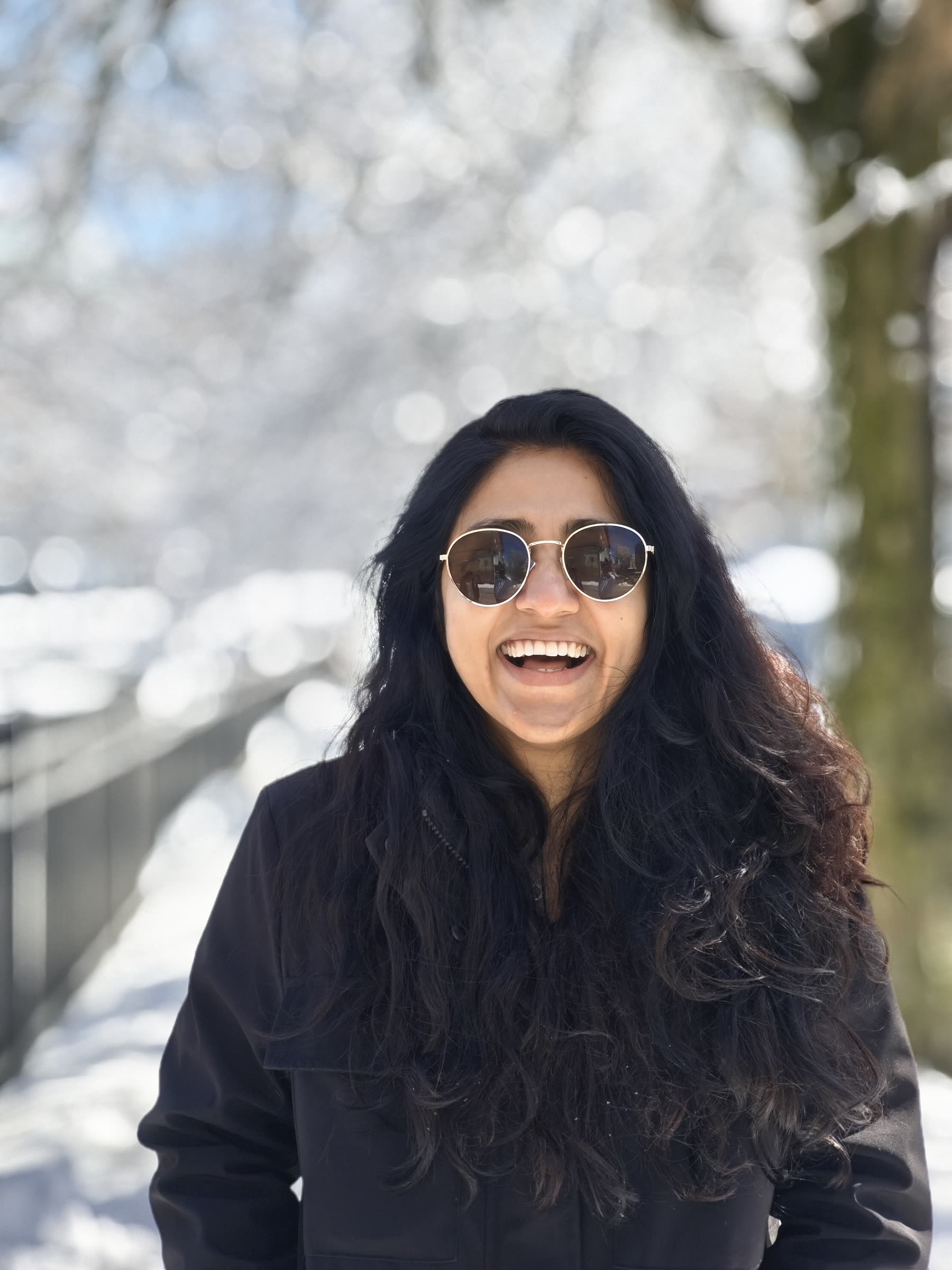 Sarika holding a snowball