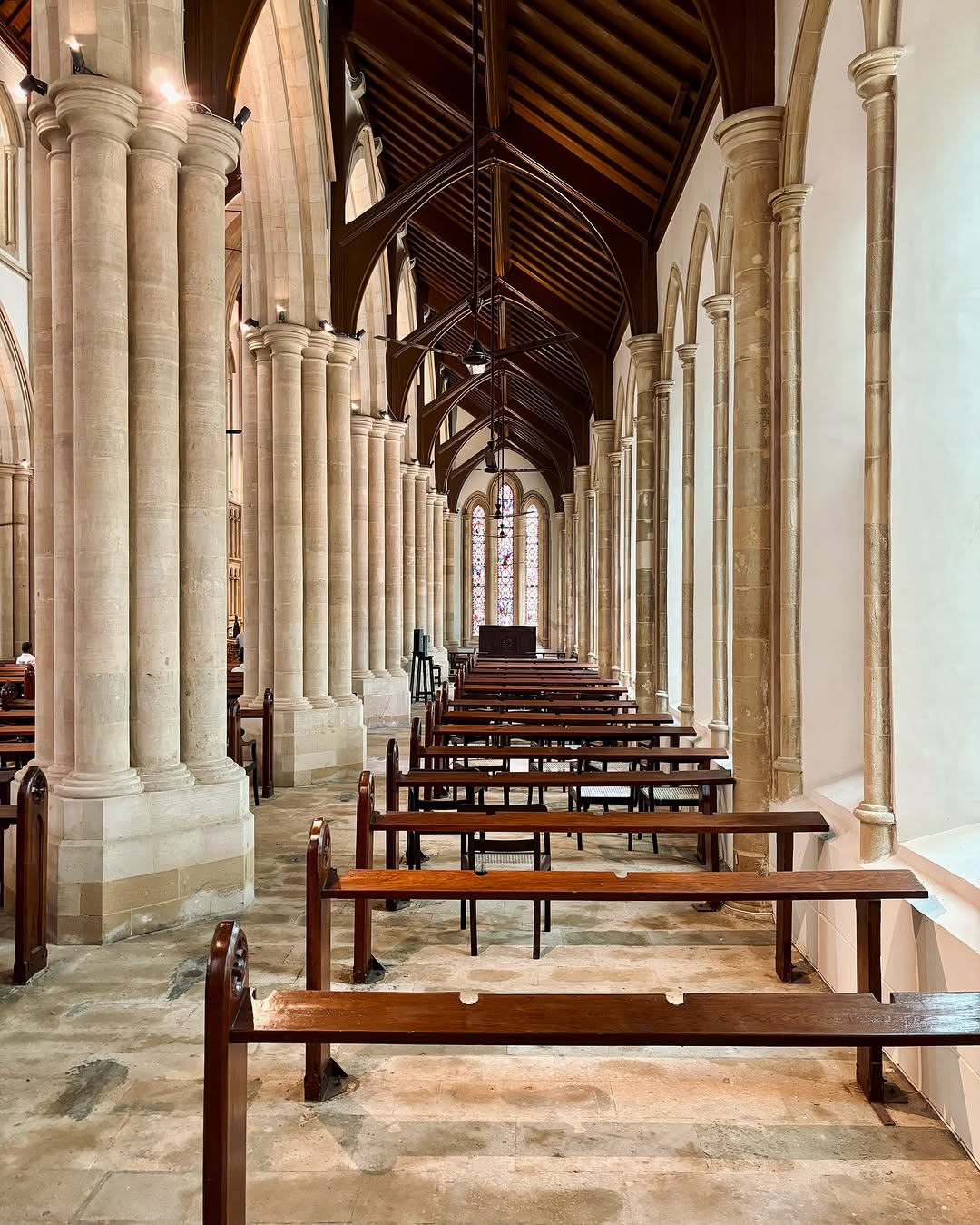 Girl walking in the big building