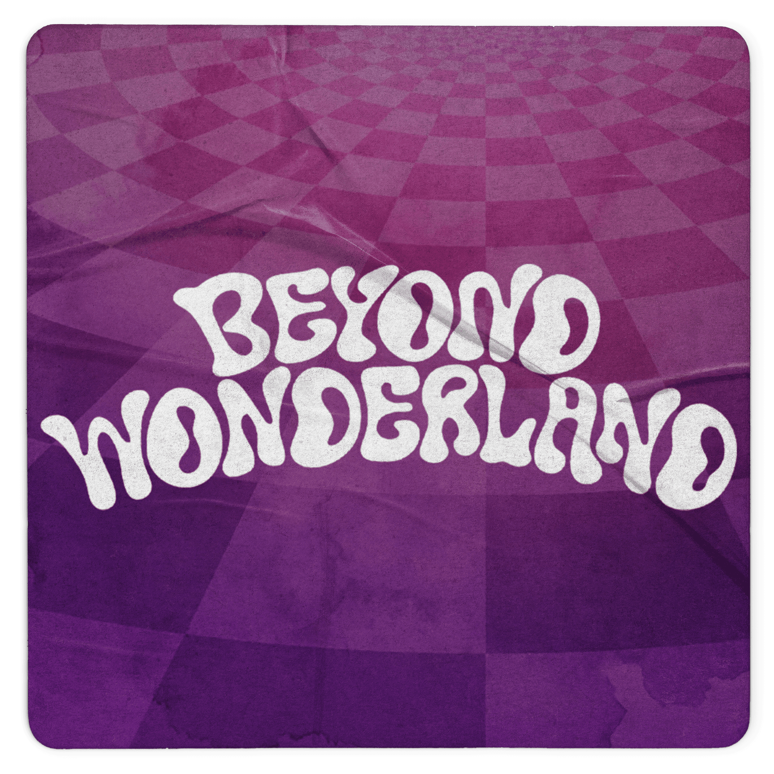 Logo design featuring the text "Beyond Wonderland" on a vibrant purple background.