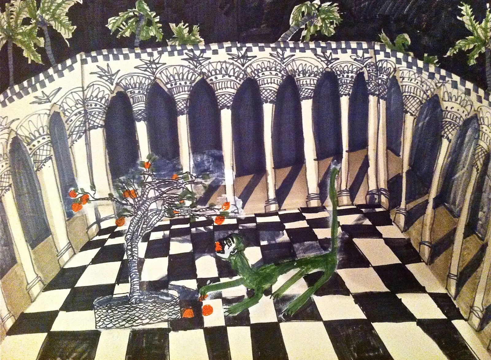 la esfinge bajo el naranjo, obra técnica mixta