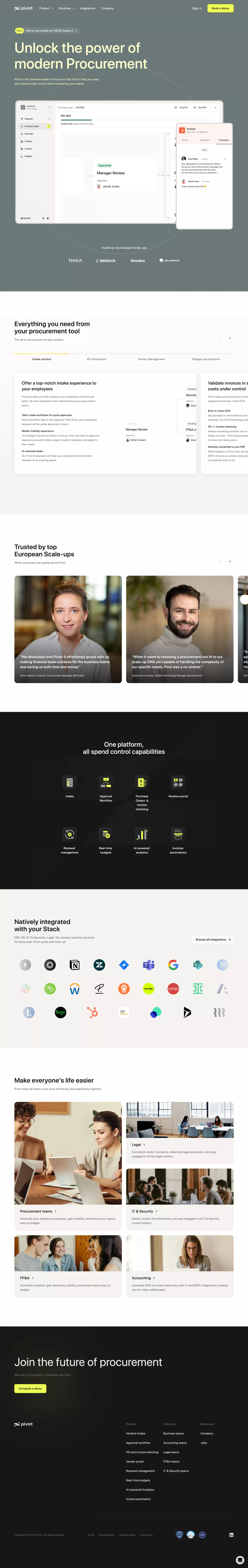 Unlock the power of modern Procurement landing page screenshot showcasing Tech and Finance design