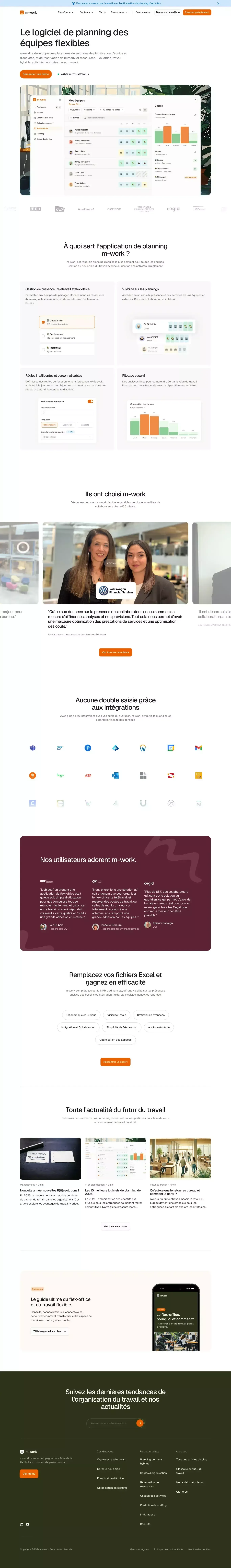 m-work landing page screenshot showcasing Tech and HR design