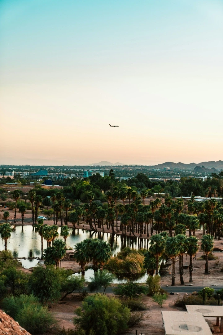 Plane flying over Scottsdale Arizona.