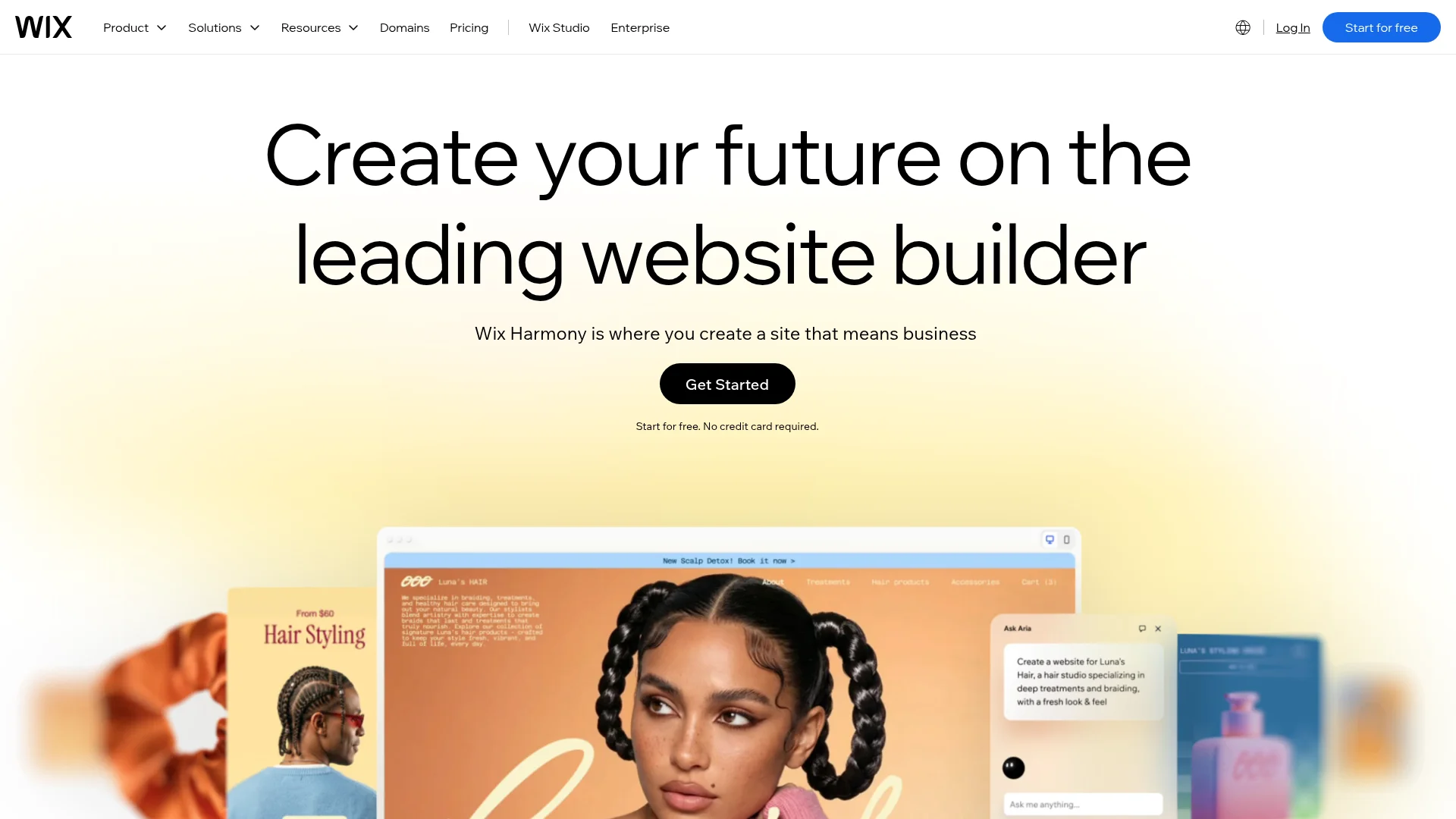 Wix AI landing page builder homepage