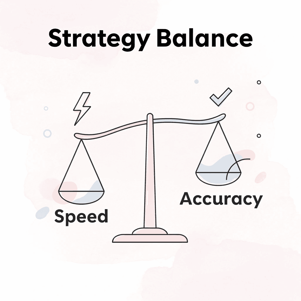  Balance scale showing speed versus accuracy trade-off