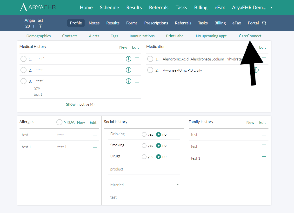 Arya EHR & CareConnect Deeplink