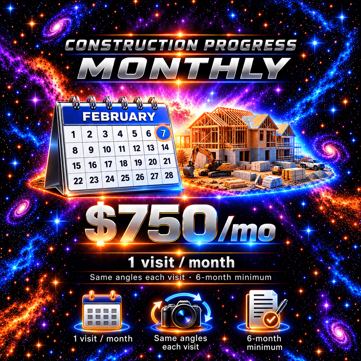 Monthly Progress pricing artwork; illustrated promotional imagery.