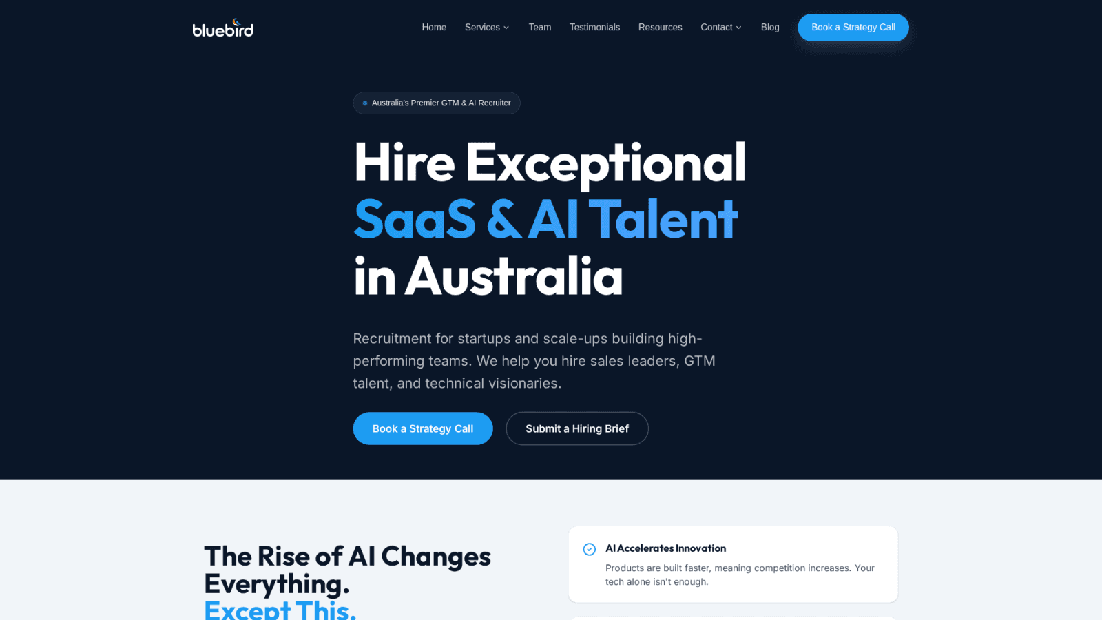 Bluebird Talent Australia homepage