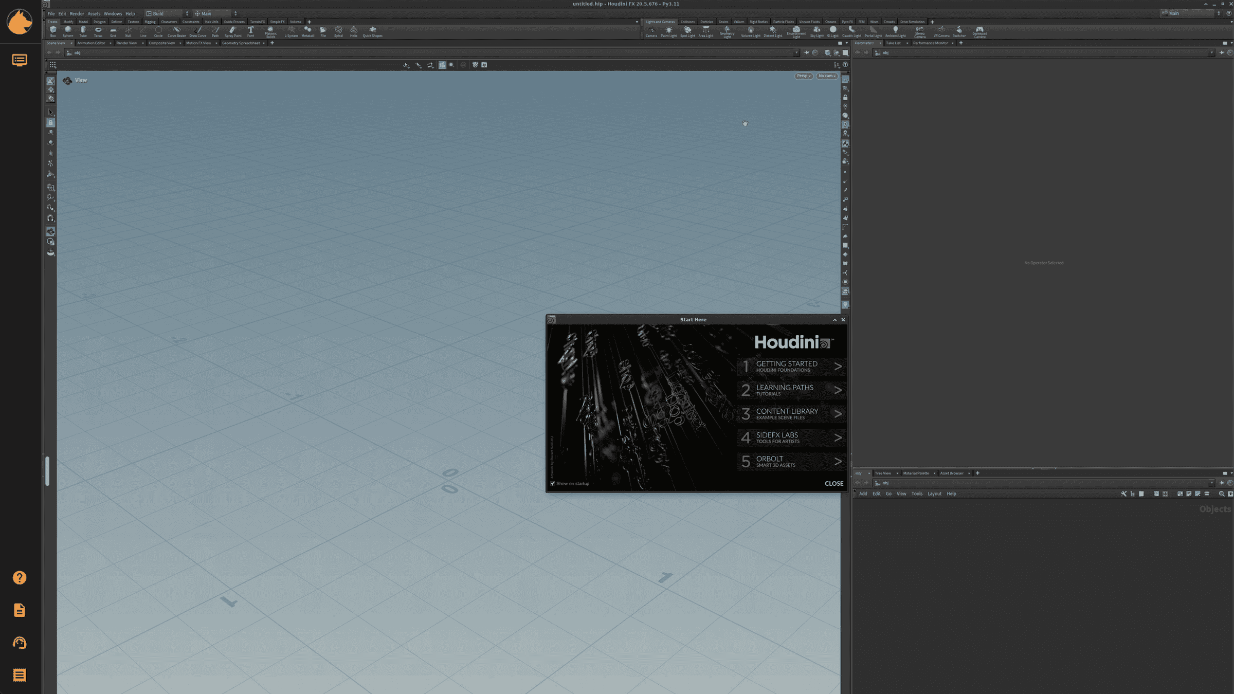 Houdini open in a GPU desktop session in the browser