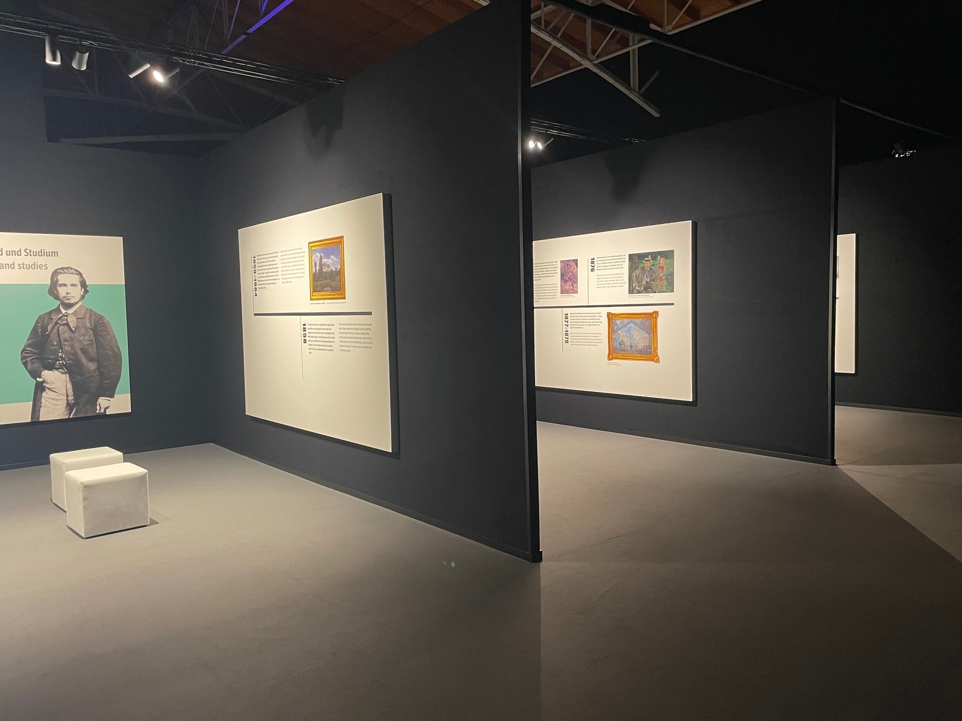Biographical exhibition panels on Claude Monet's life, Monet's Garden Vienna
