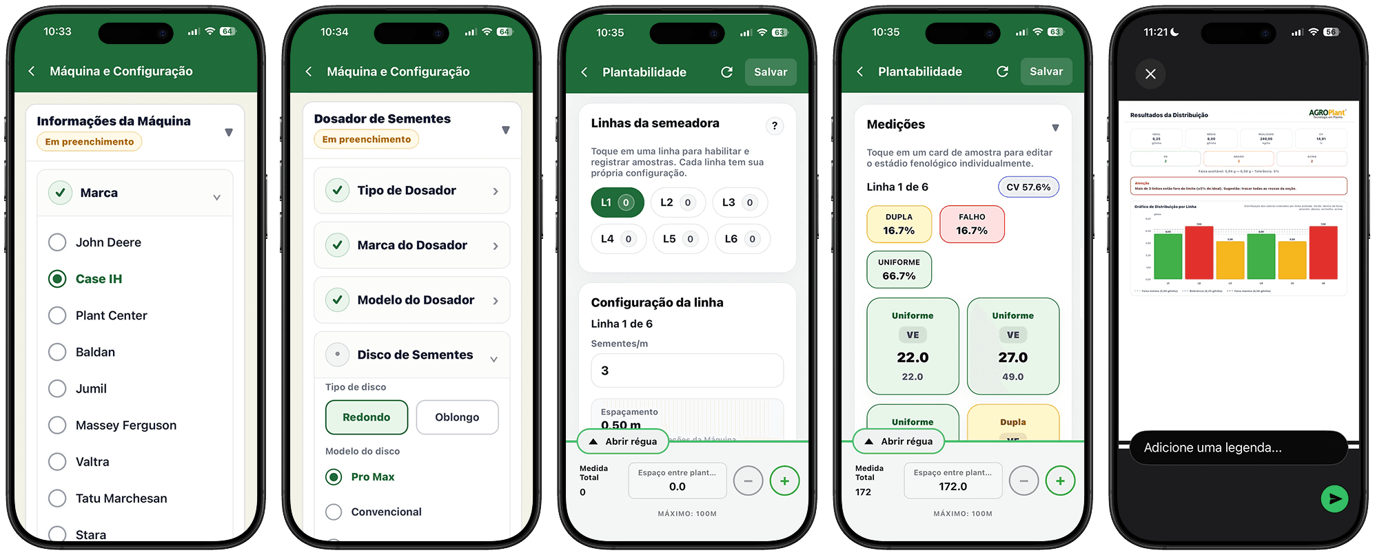 Telas reais do módulo Plantabilidade