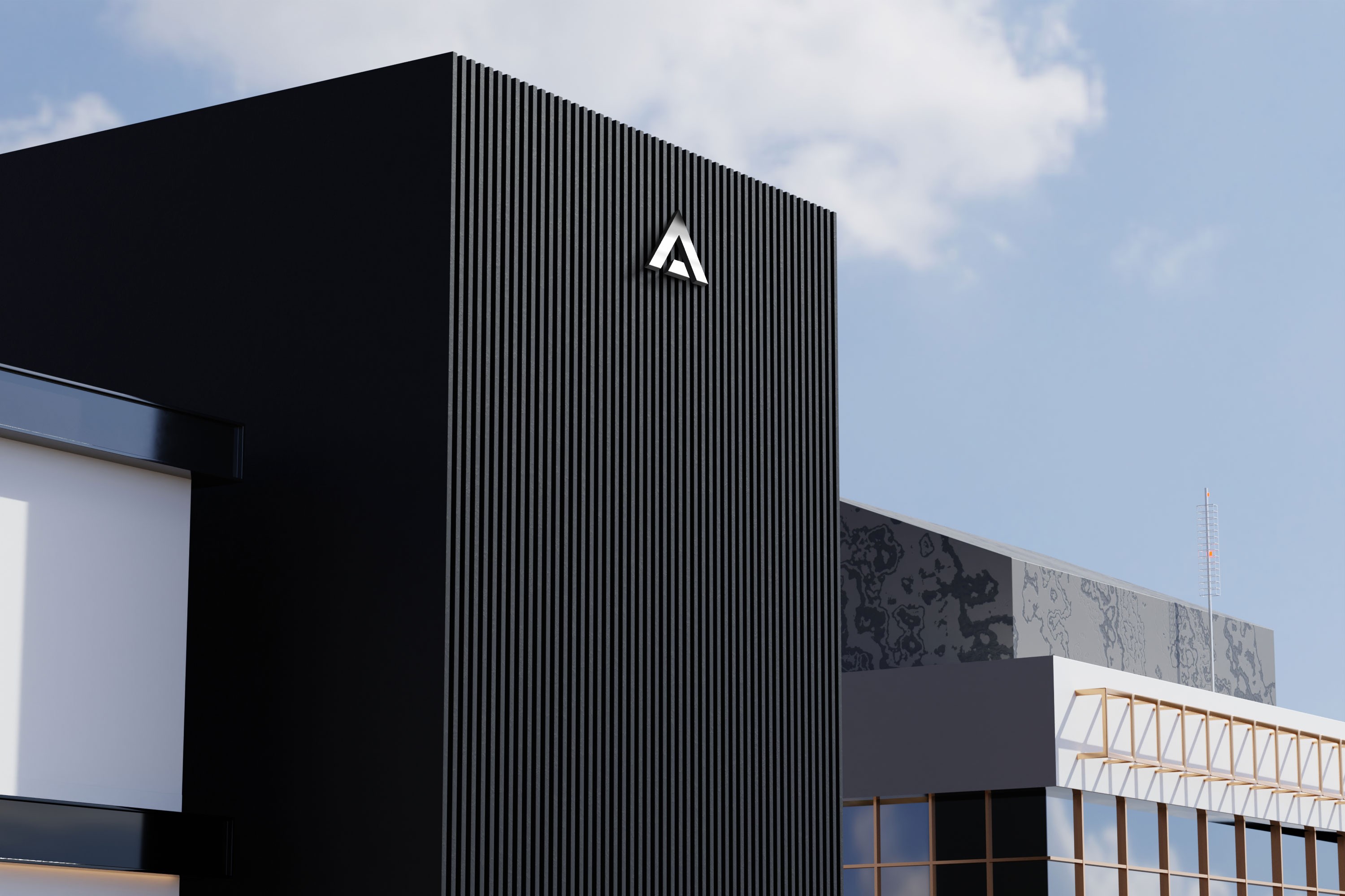 Modern building with white and black design