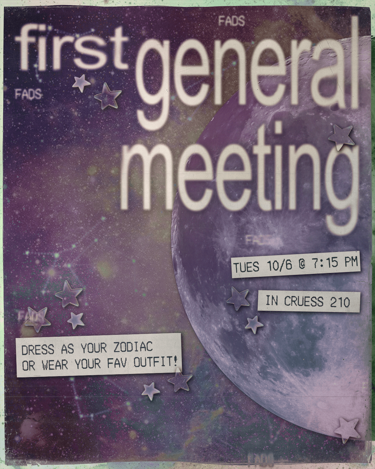 Galaxy themed flyer for first general meetting 