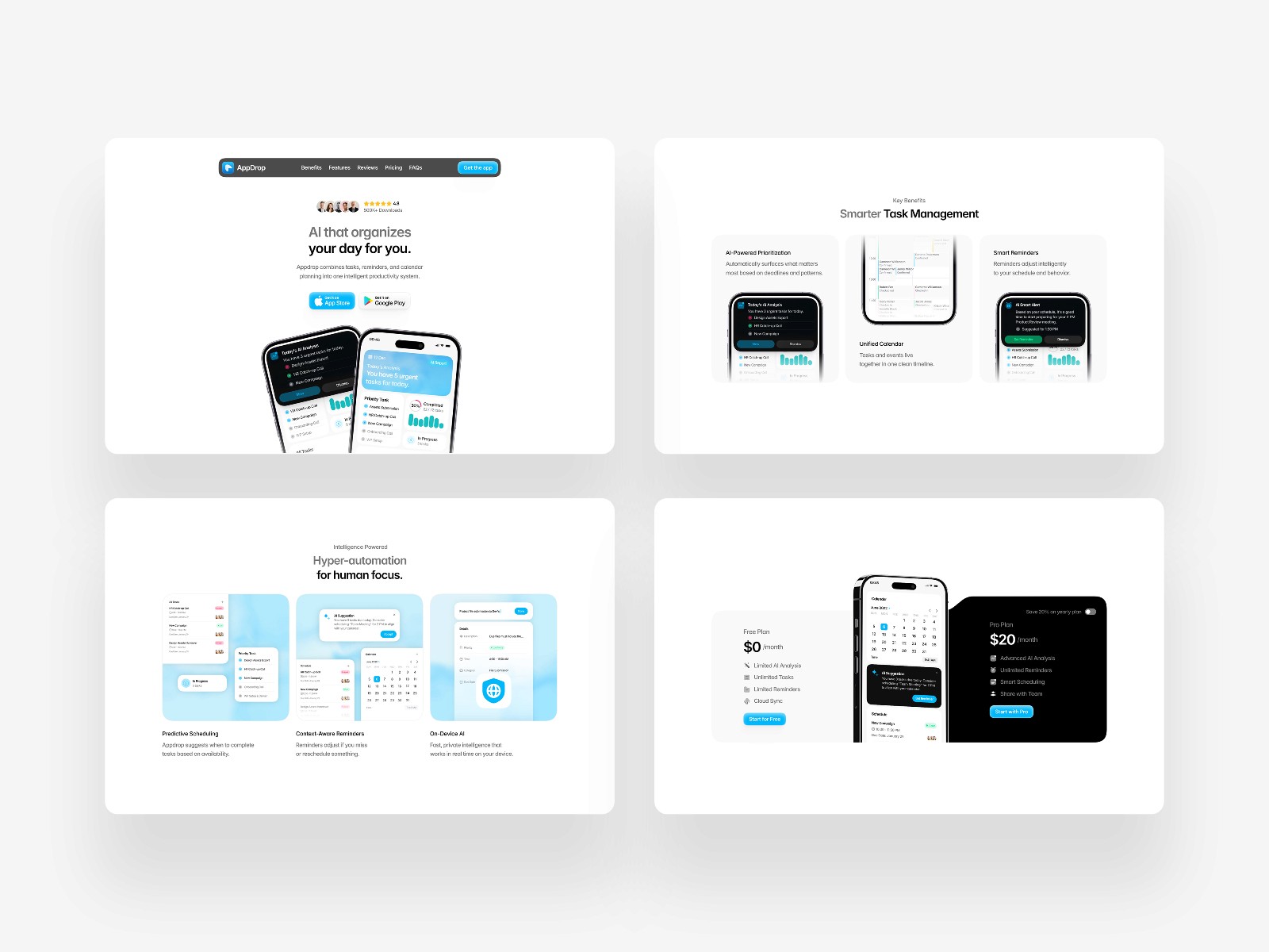 AppDrop — 极简现代 AI 产品官网设计灵感