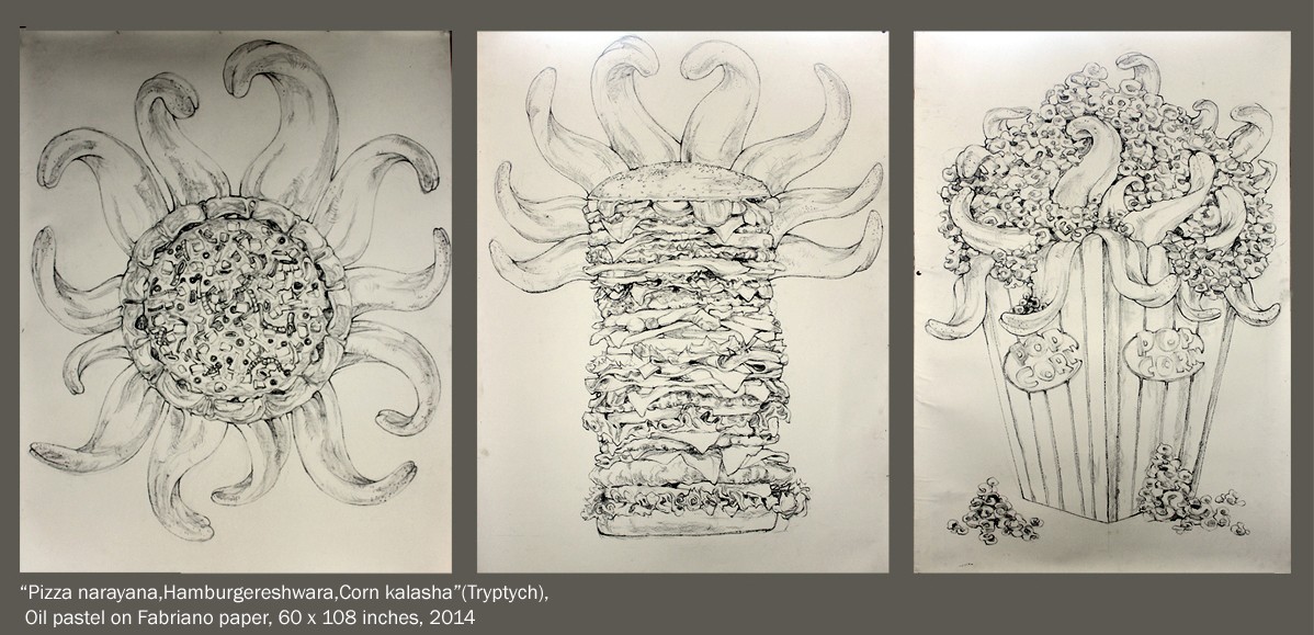 herd of sheep on road painting