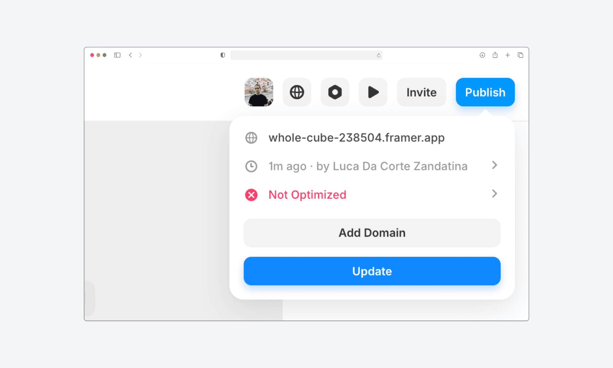 Unoptimised site error in Framer