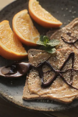 Yumi toast with betroot pesto