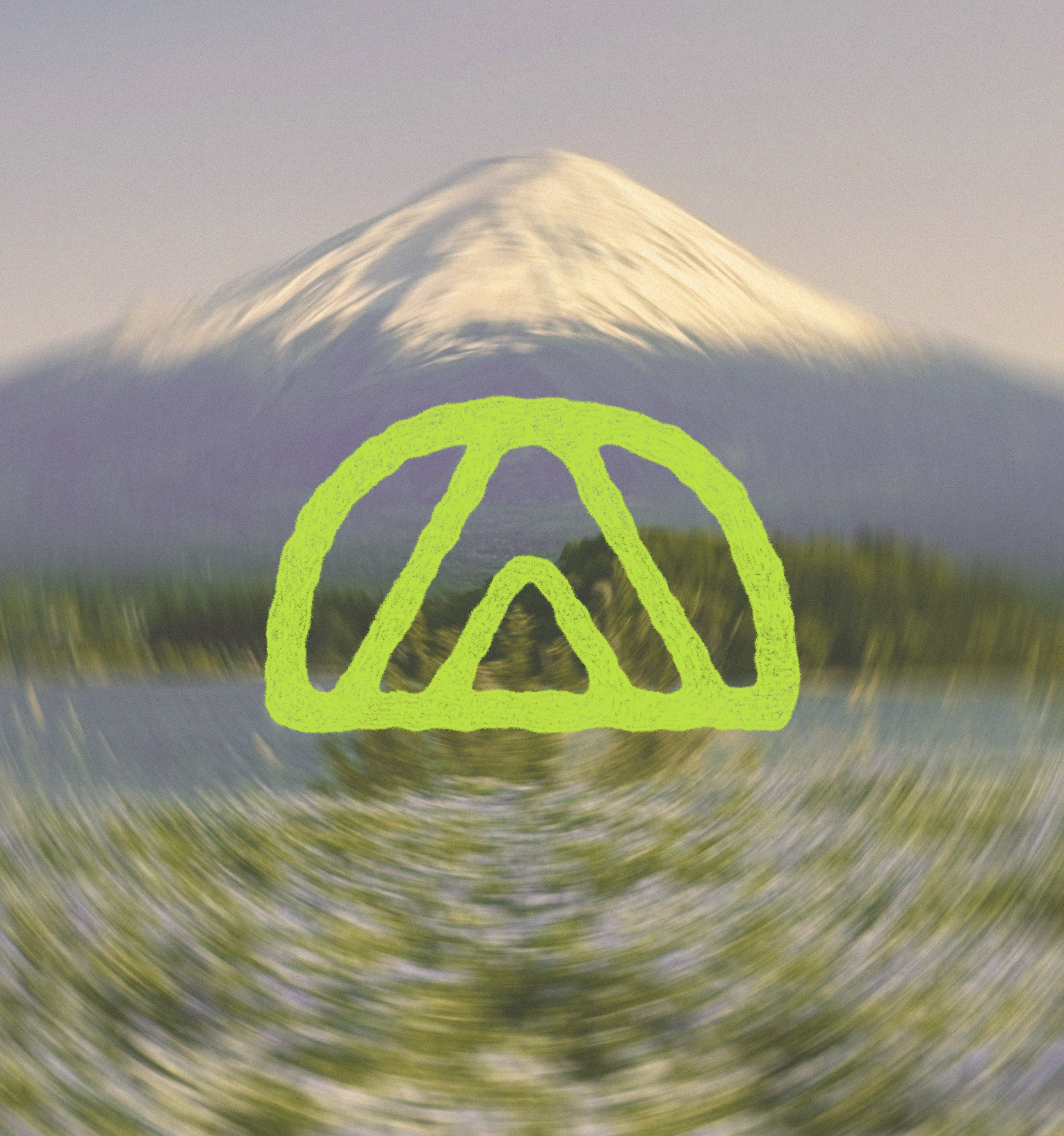 Rhythms from the Peak logo, overlayed in front of a blurred image of Mt. Fuji