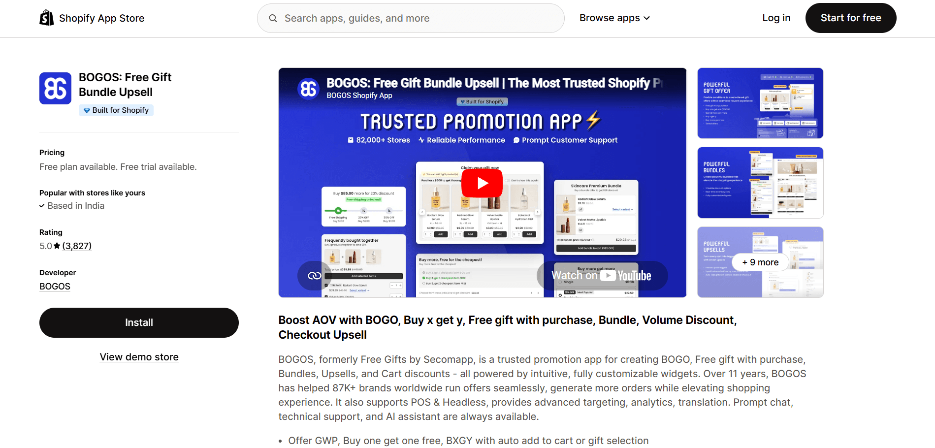 BOGOS: Free Gift Bundle Upsell on the Shopify App Store