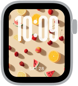 fruit confetti Apple Watch face preview 5 featuring summer and spring.