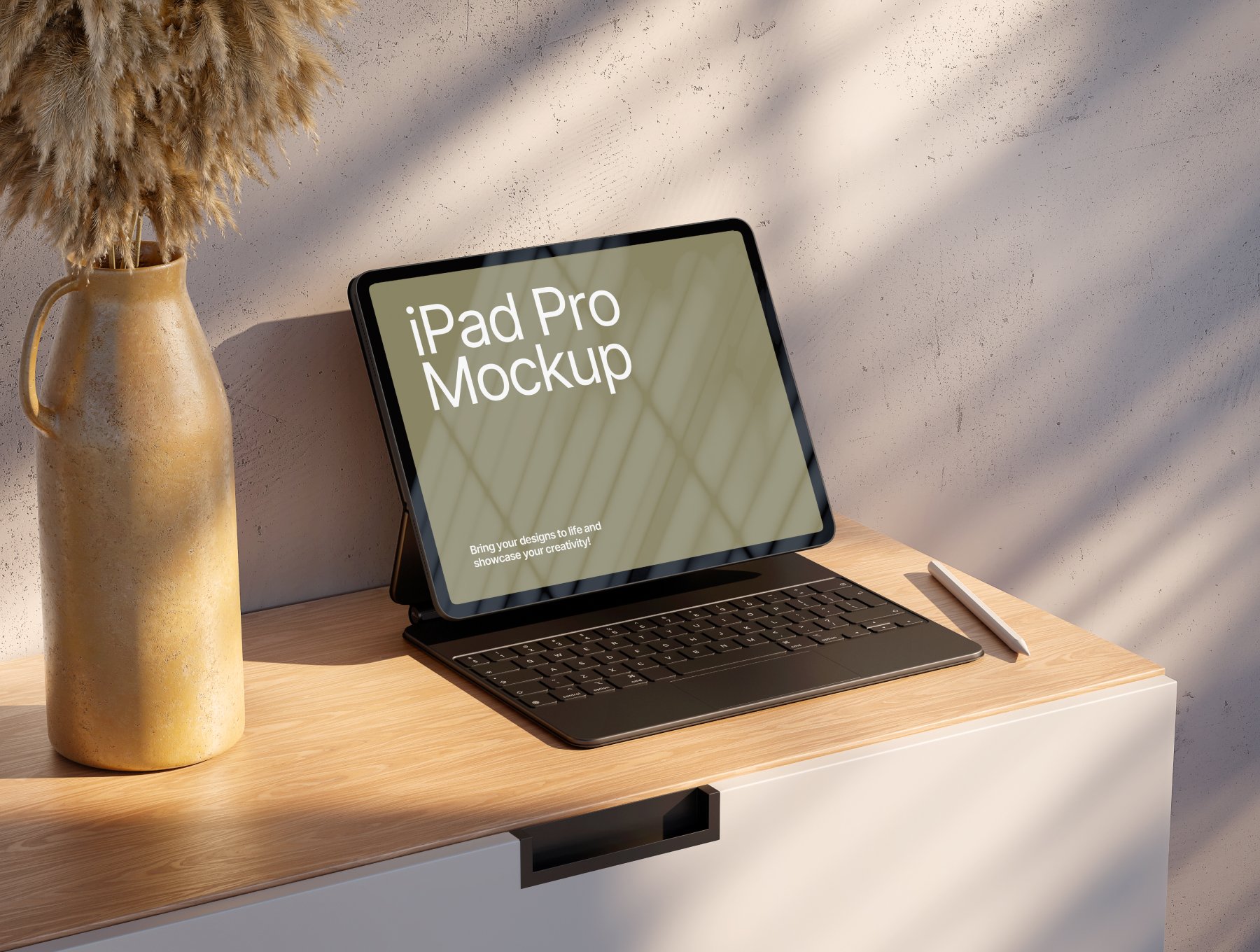 iPad Pro keyboard mockup on table