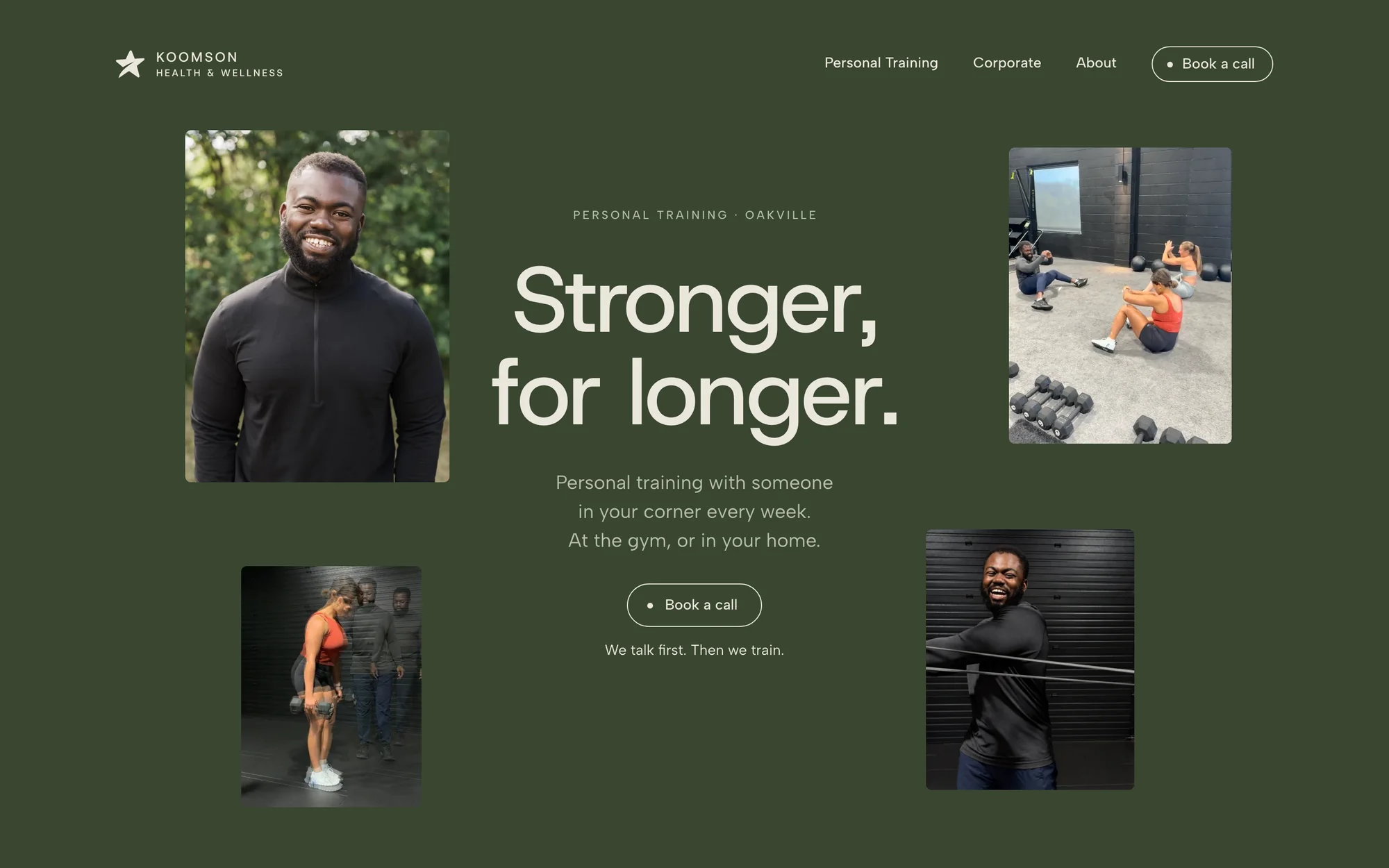 The Koomson Health & Wellness homepage: ‘Stronger, for longer.’