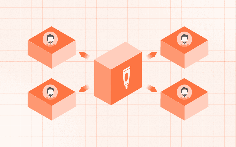 orange boxes connected with arrows to visual a flow