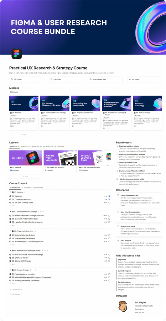 Notion Course Builder Template @ Solt Wagner