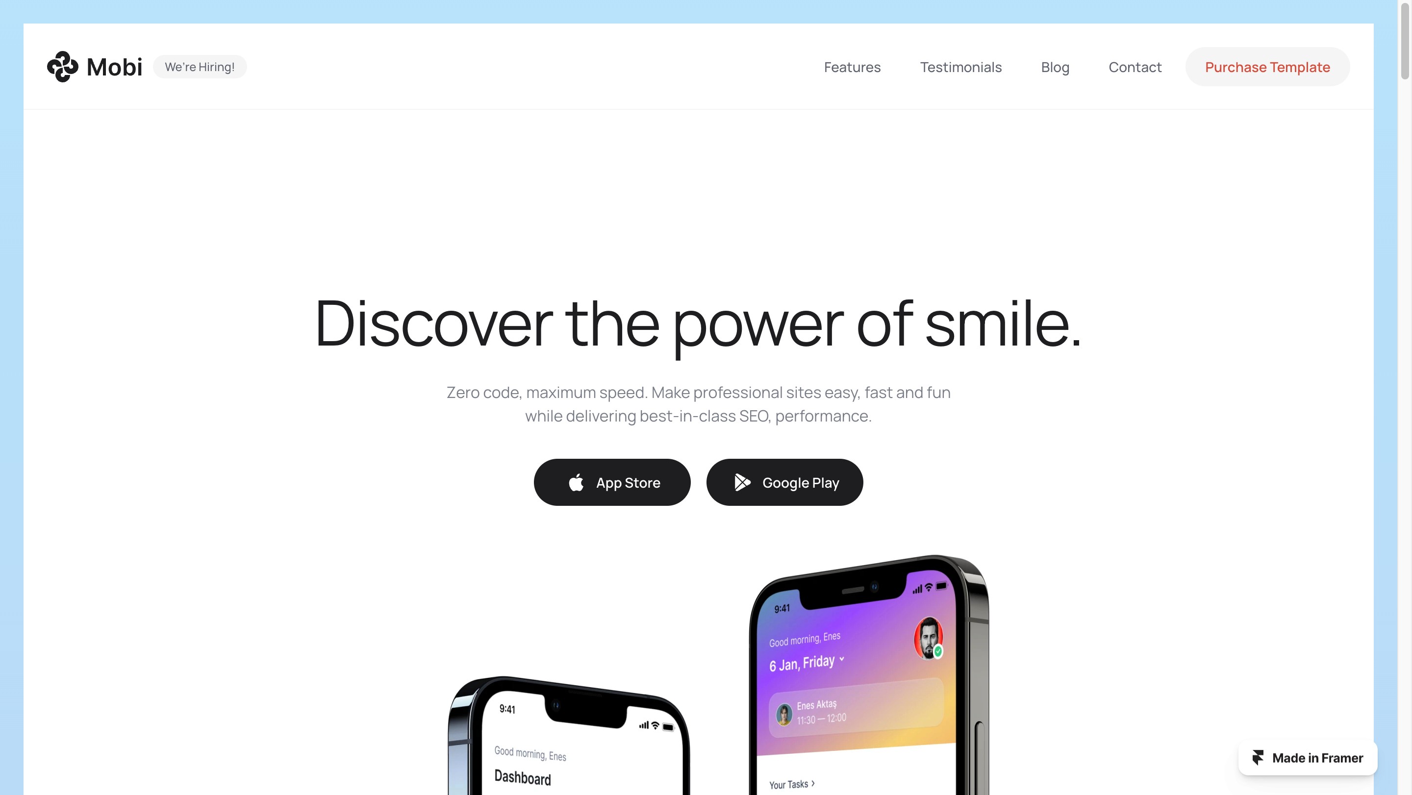 Mobi landing page website template