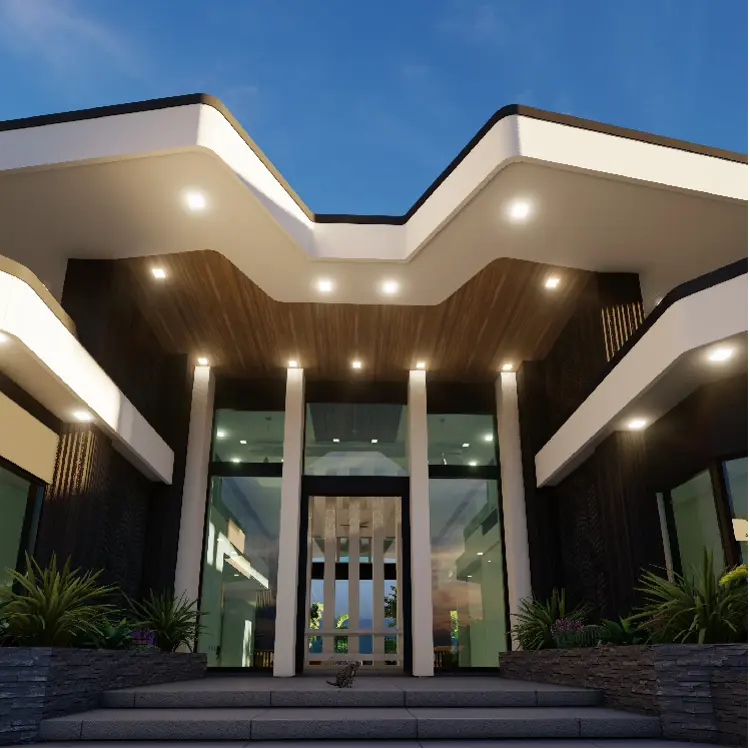 Luxury home large covered entry design.